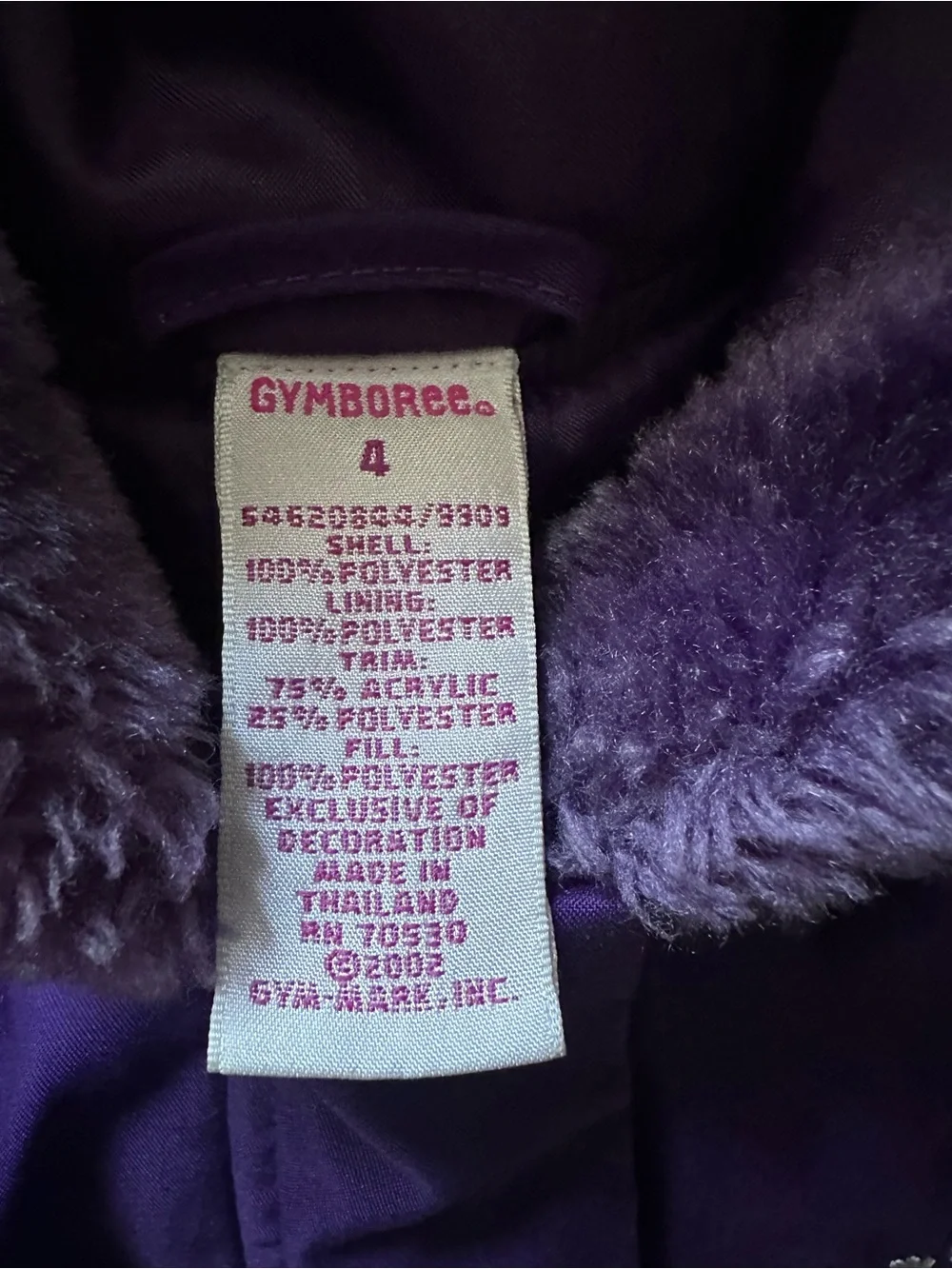 Vintage Gymboree Purple Hooded Raincoat with Faux Fur Trim